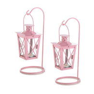 Pink Iron Railroad Hanging Lantern Pair - Distinctive Merchandise