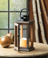 Lodge Wooden Lantern With Led Candle - Distinctive Merchandise